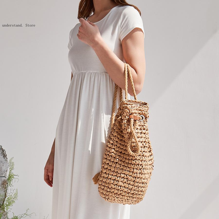 Handmade Drawstring Beach Shou - огляд і ціна Women'S Raffia Bags