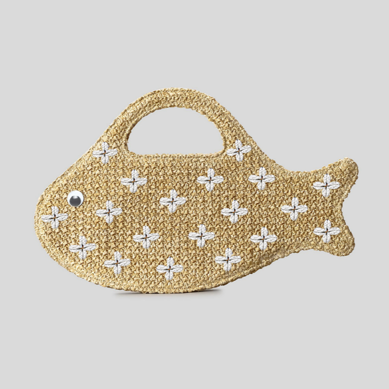 Embroidered Fish Raffia Straw  - огляд і ціна Women'S Raffia Bags